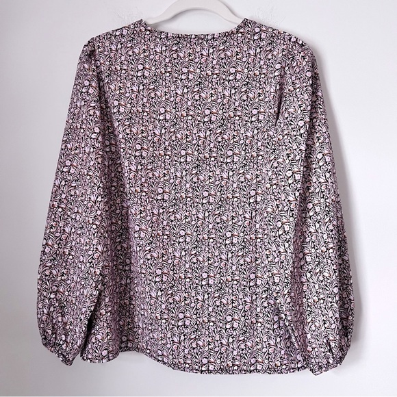 J. Crew Puff-Sleeve Satin Back Crepe Top Floral Flourish Blouse BL008 Fall 22" - Picture 9 of 12